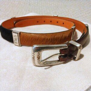 Brighton Multi Color Hair-On Leather Belt Size S/28 Color Block Y2K Western